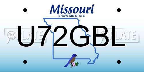 U72GBL Missouri License Plate