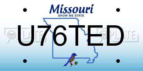 U76TED Missouri License Plate