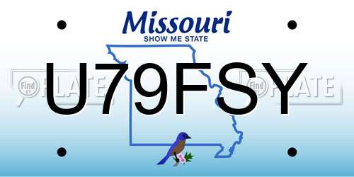 U79FSY Missouri License Plate