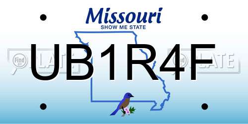 UB1R4F Missouri License Plate
