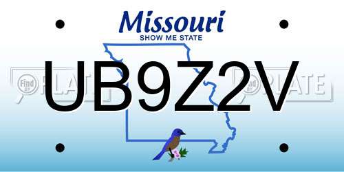 UB9Z2V Missouri License Plate