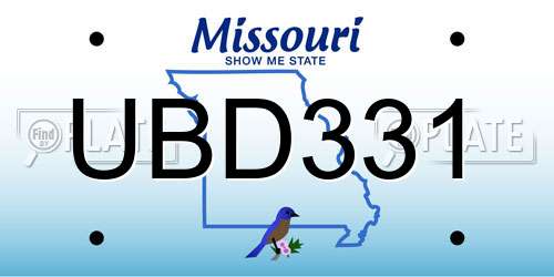UBD331 Missouri License Plate