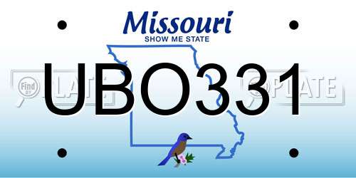 UBO331 Missouri License Plate