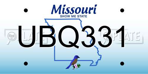 UBQ331 Missouri License Plate