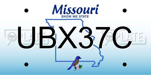 UBX37C Missouri License Plate