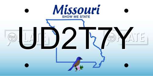 UD2T7Y Missouri License Plate