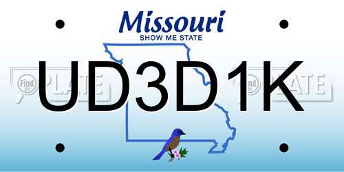 UD3D1K Missouri License Plate