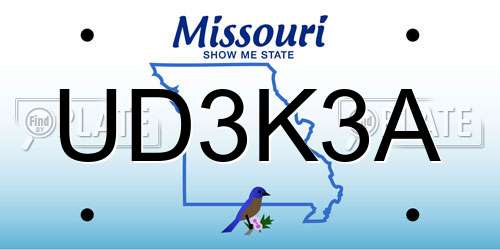 UD3K3A Missouri License Plate