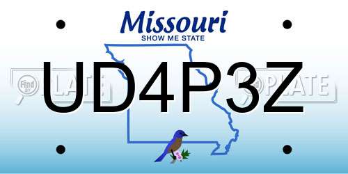 UD4P3Z Missouri License Plate