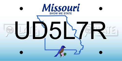 UD5L7R Missouri License Plate