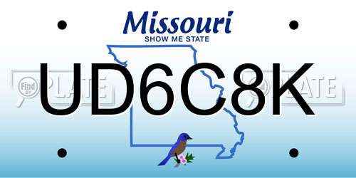 UD6C8K Missouri License Plate