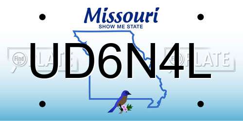 UD6N4L Missouri License Plate