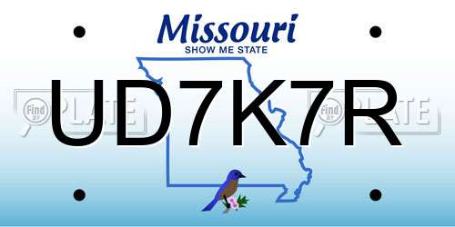 UD7K7R Missouri License Plate