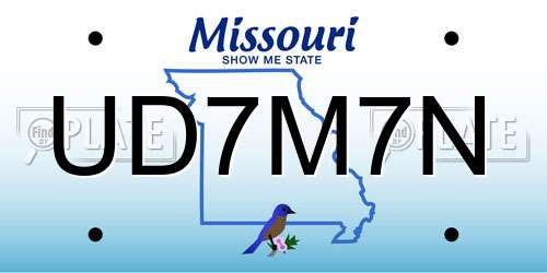 UD7M7N Missouri License Plate