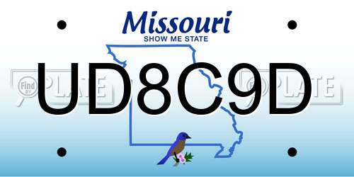 UD8C9D Missouri License Plate