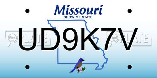 UD9K7V Missouri License Plate