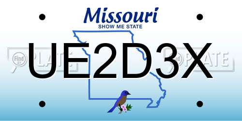 UE2D3X Missouri License Plate