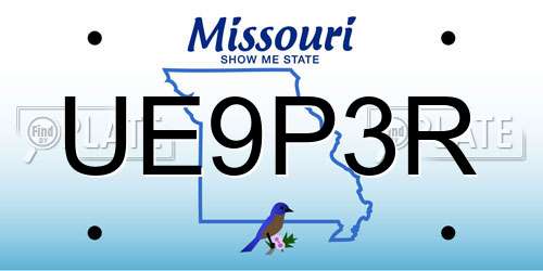UE9P3R Missouri License Plate