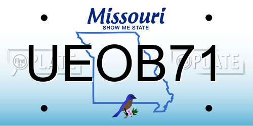 UEOB71 Missouri License Plate