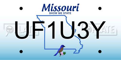 UF1U3Y Missouri License Plate