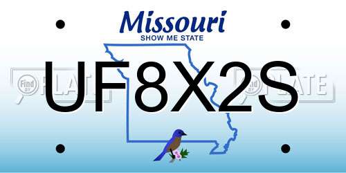 UF8X2S Missouri License Plate
