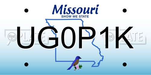 UG0P1K Missouri License Plate