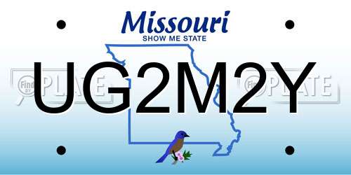UG2M2Y Missouri License Plate