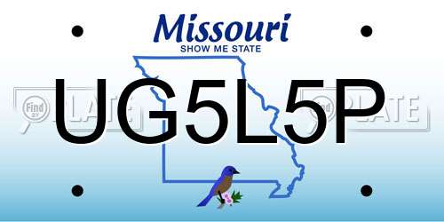 UG5L5P Missouri License Plate