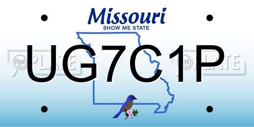 UG7C1P Missouri License Plate