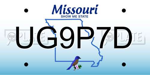 UG9P7D Missouri License Plate