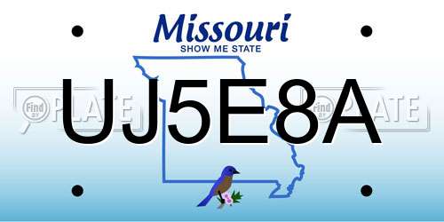 UJ5E8A Missouri License Plate