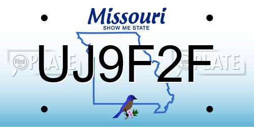 UJ9F2F Missouri License Plate