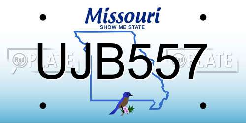 UJB557 Missouri License Plate