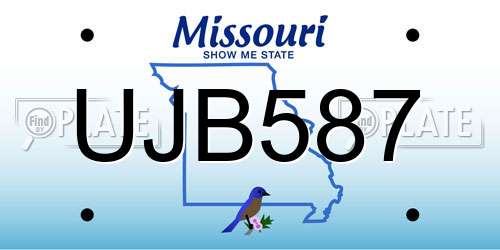 UJB587 Missouri License Plate