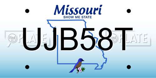 UJB58T Missouri License Plate