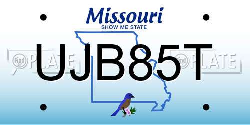 UJB85T Missouri License Plate