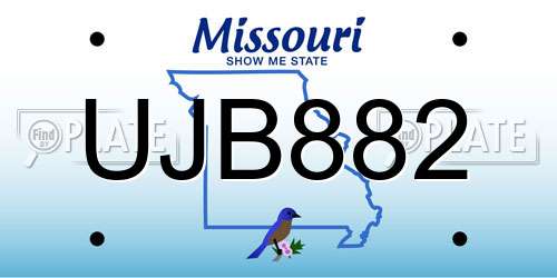 UJB882 Missouri License Plate