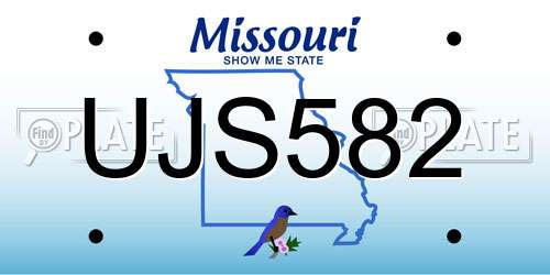 UJS582 Missouri License Plate