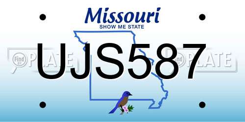 UJS587 Missouri License Plate