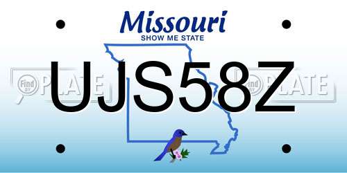 UJS58Z Missouri License Plate