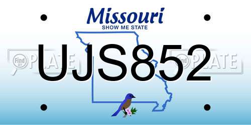 UJS852 Missouri License Plate