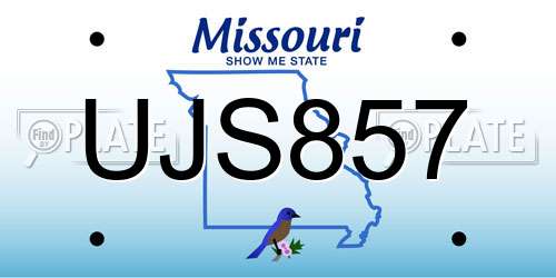 UJS857 Missouri License Plate