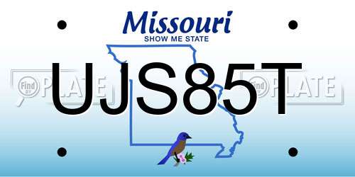 UJS85T Missouri License Plate