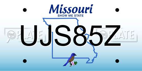 UJS85Z Missouri License Plate