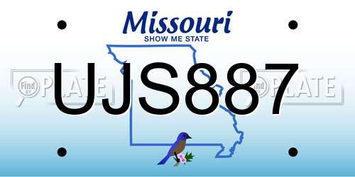 UJS887 Missouri License Plate