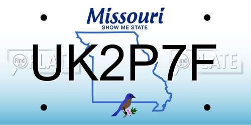 UK2P7F Missouri License Plate