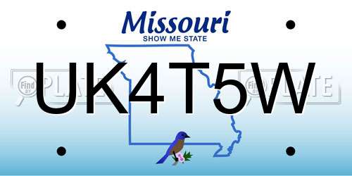 UK4T5W Missouri License Plate