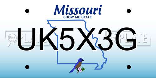 UK5X3G Missouri License Plate