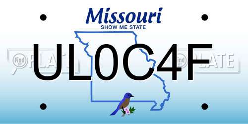 UL0C4F Missouri License Plate