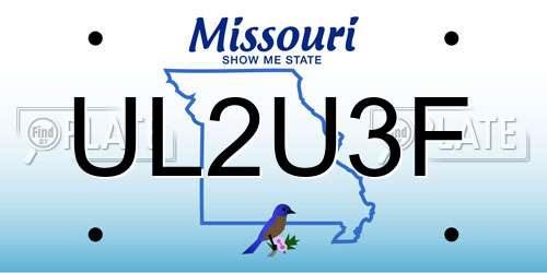 UL2U3F Missouri License Plate
